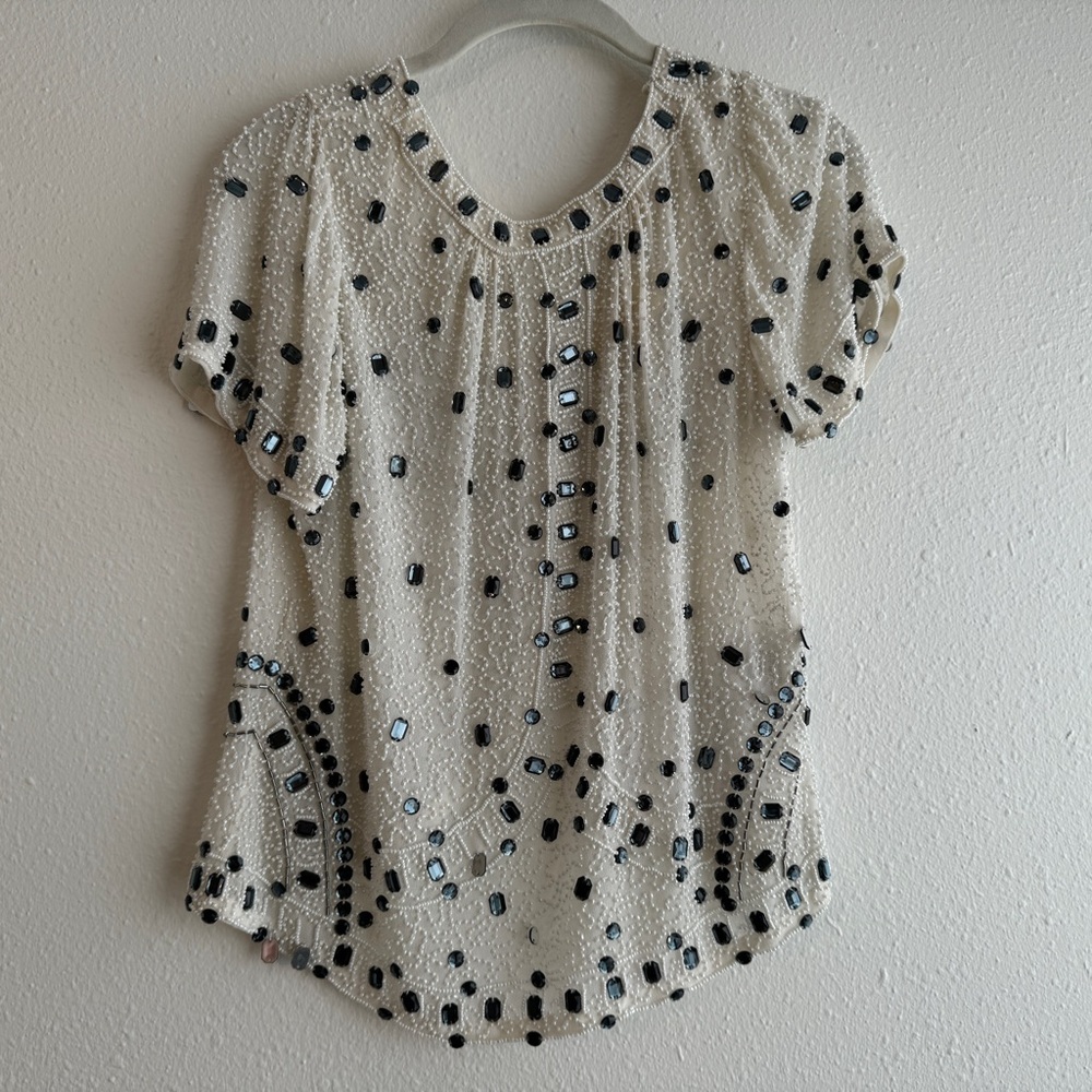 NWOT READ RARE Anthropologie Beaded Composition Top by Yumi Kim S - Picture 5 of 12